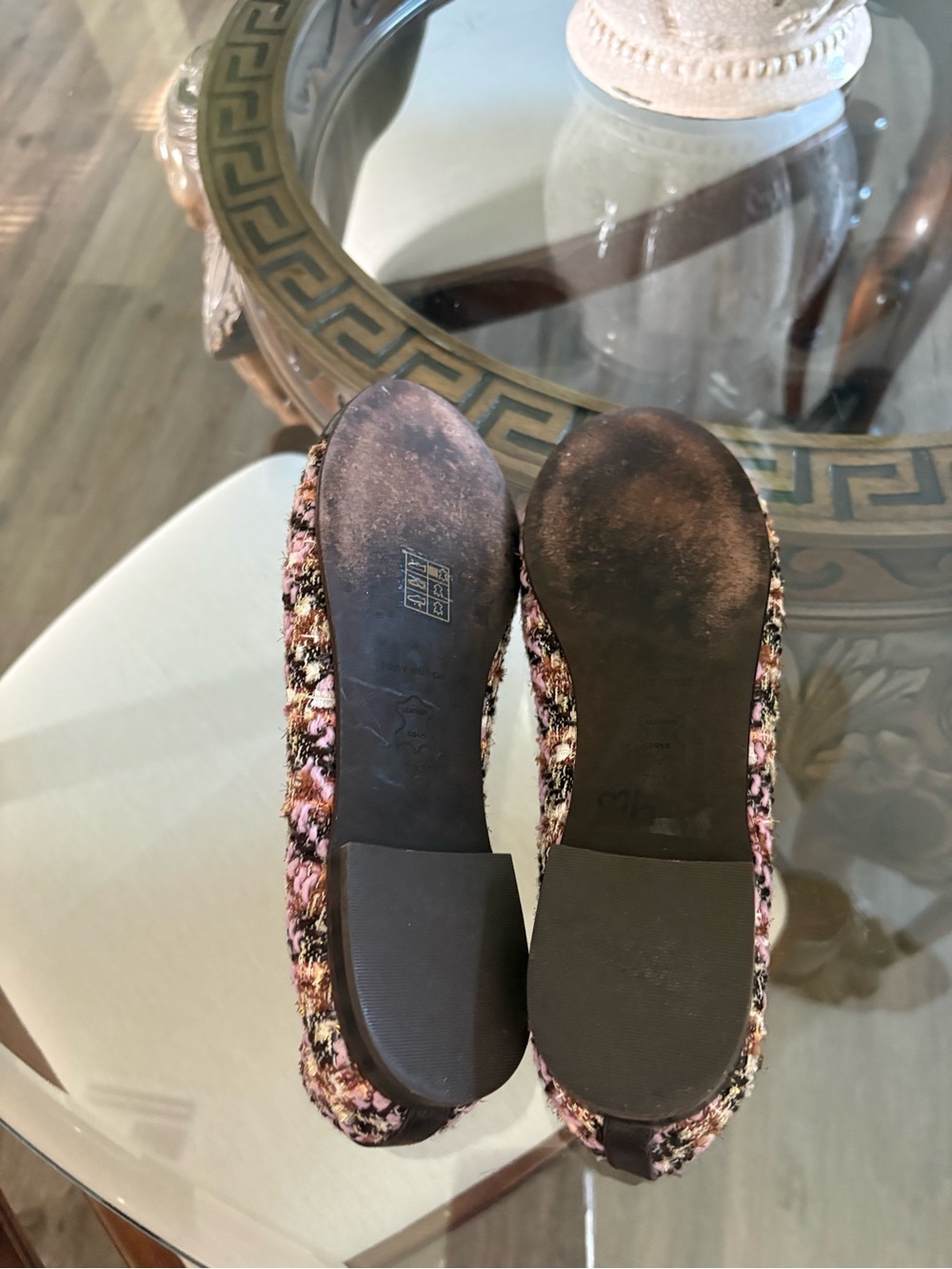 🤎🩷TORY BURCH CAP TOE BALLET LEATHER/TWEED BOUCLE FLATS!🤎🩷 - Picture 5 of 6